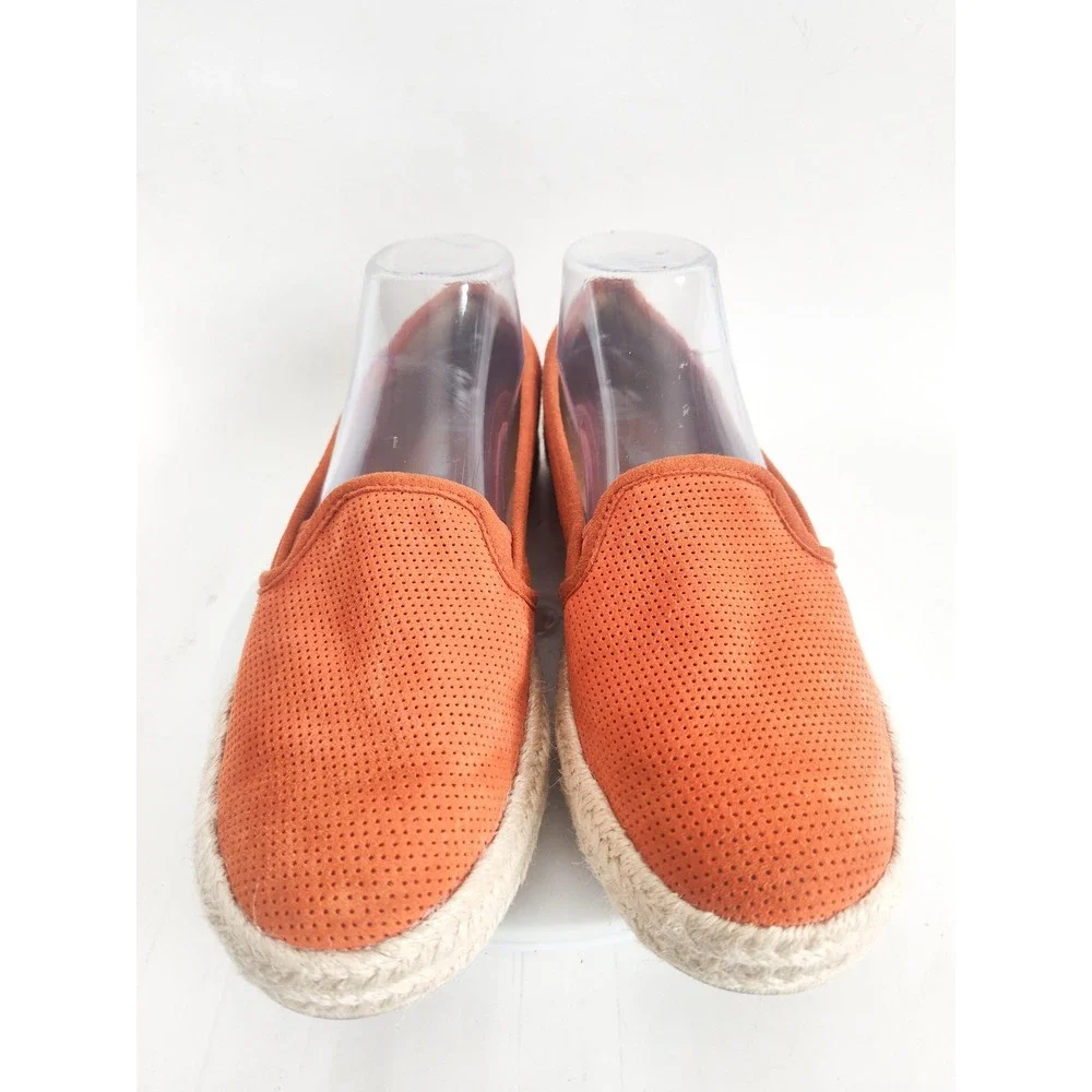 Clarks Espadrille Flats Loafers 8.5 Slip On Orange Suede Perforated Comfort Shoe